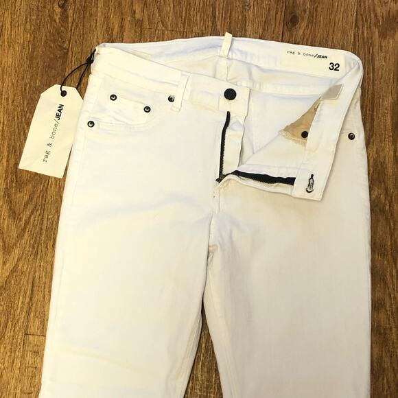 Rag & Bone White Blnc W/ Fray Capri Cropped Frayed Hemline Jeans Size 32 - Picture 3 of 12